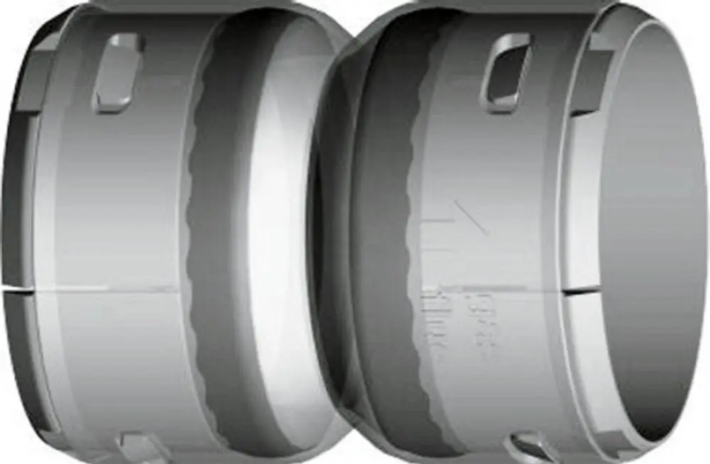 Verbindungsstück für flexible Rohre mit zwei Kupplungen. Das Produkt ist von der Marke Wolf und ermöglicht die Verbindung von zwei DN60-Rohren.